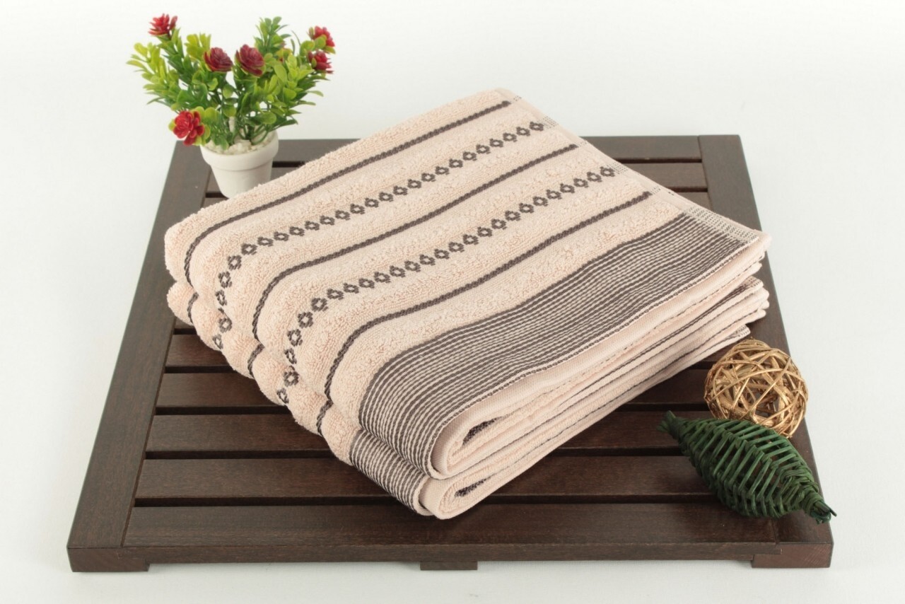 Set 2 prosoape de maini 50x90 cm, 100% bumbac, Saheser, Bombeli  Powder - imagine 3